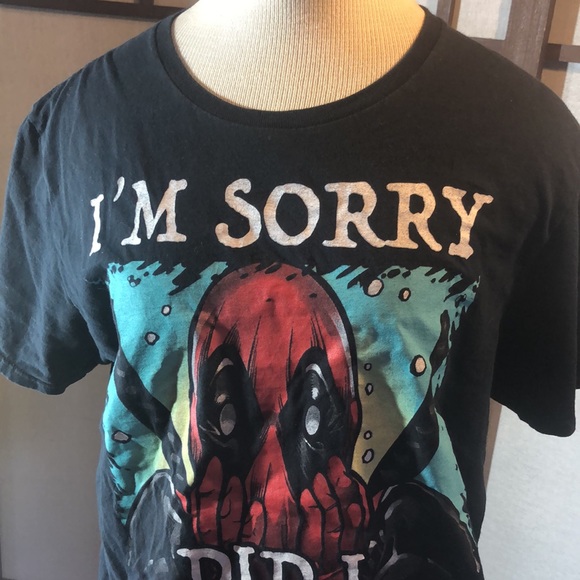 Marvel Dead Pool t-shirt/ sz L black” I’M SORRY DID I OFFEND YOU?” Graphic - Picture 3 of 10